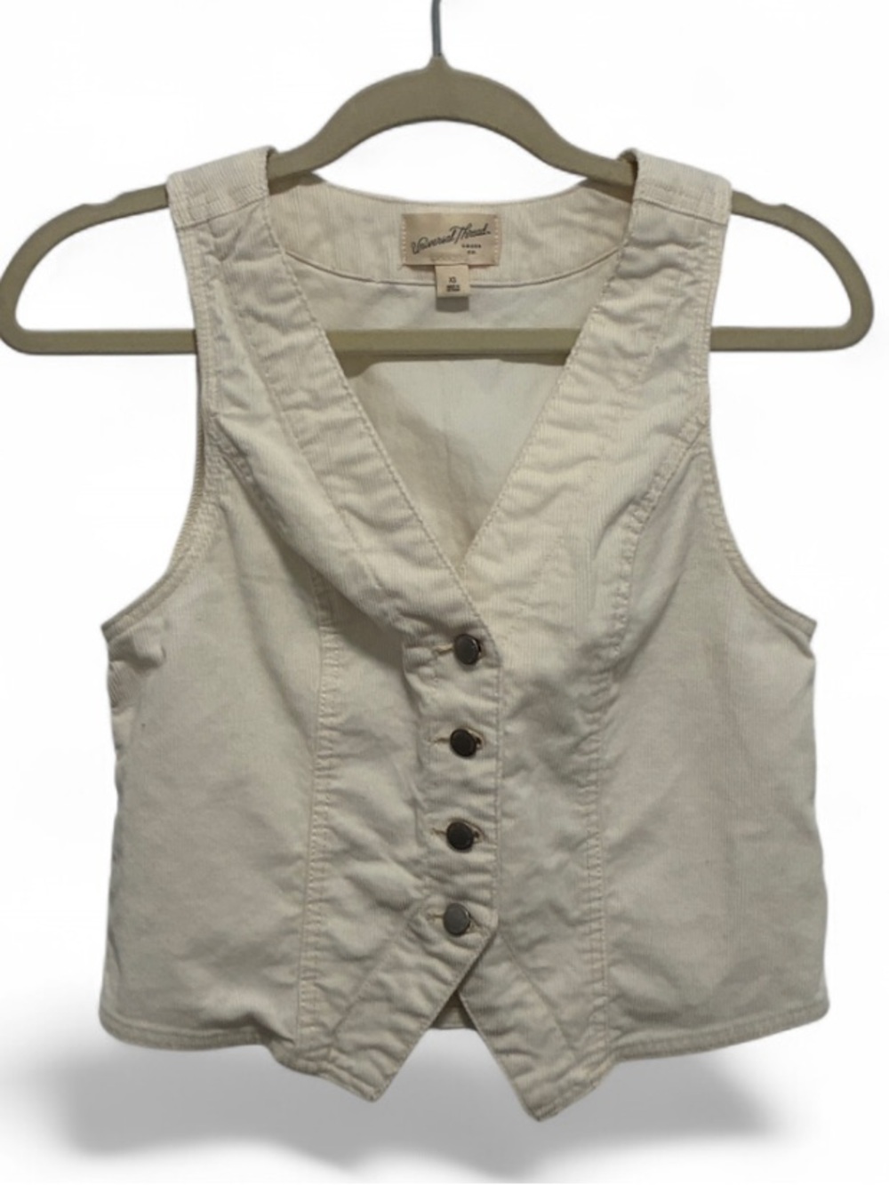 Universal Thread Ivory Button-Front Corduroy Vest